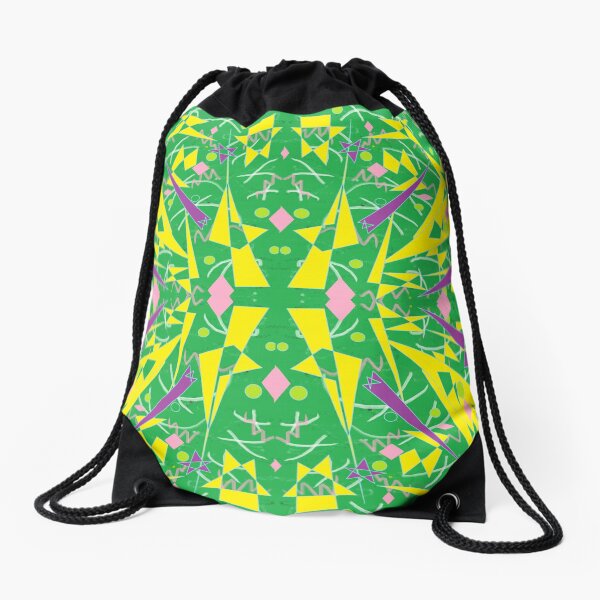 Princess Abstract green yellow Drawstring Bag