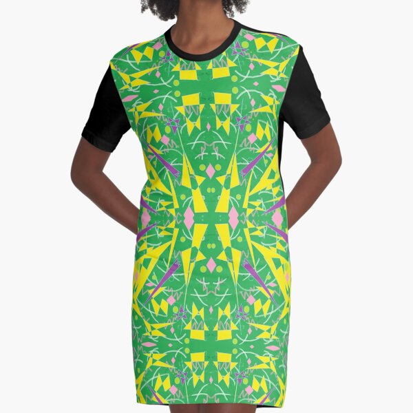 Princess Abstract green yellow Graphic T-Shirt Dress