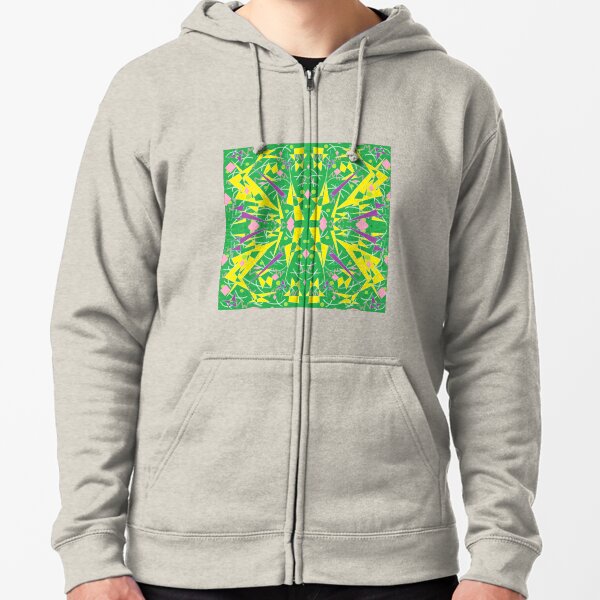 Princess Abstract green yellow Zipped Hoodie