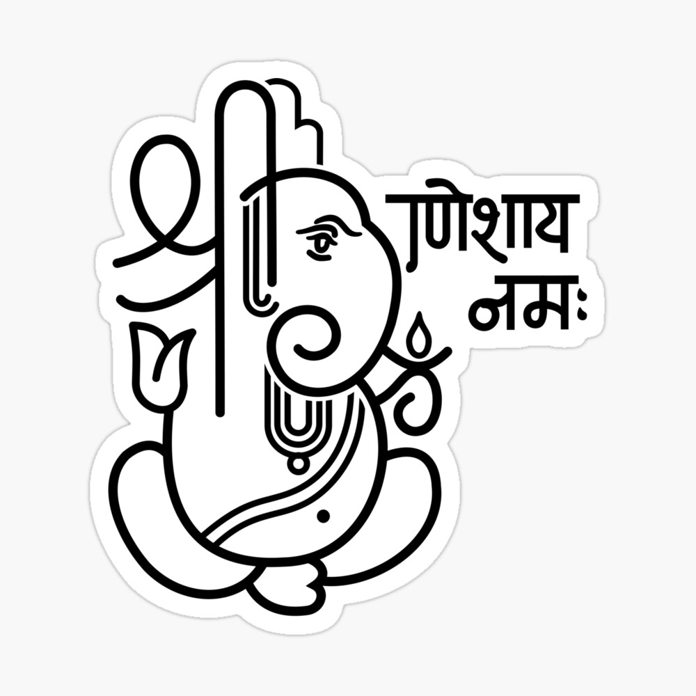 Ganesh Ganesa Ganapati Elephant 5 (black white)