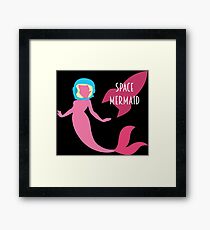 The Little Space Mermaid (Black) Framed Print