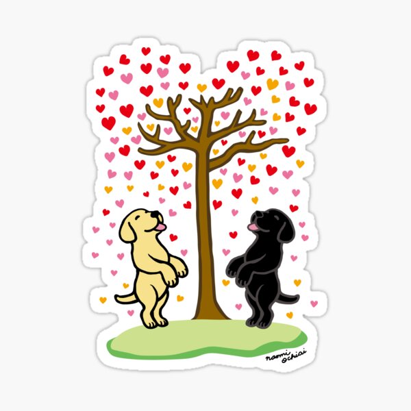 Shower of Hearts and Yellow Labrador and Black Labrador Sticker