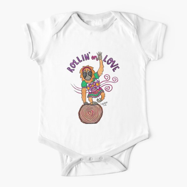 Rollin on Love - Animals of Inspiration Orangutan Illustration Short Sleeve Baby One-Piece