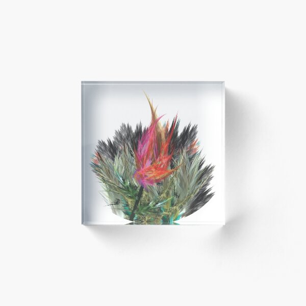 Tulip, fractal art, digital painting Acrylic Block