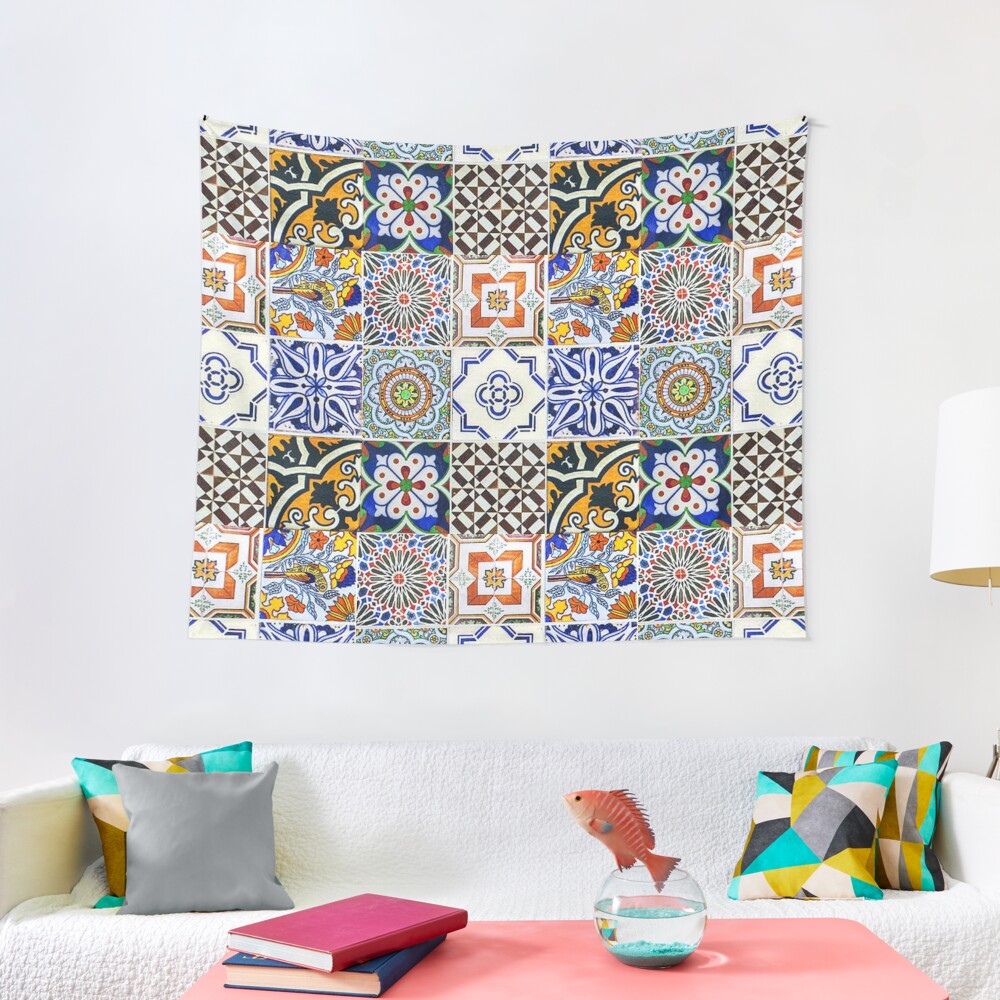 "Colorful Portuguese Tile" Tapestry for Sale by mattpanta Redbubble