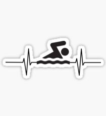 Pegatina Heartbeat Swimmer Natación Heart Heart Beat