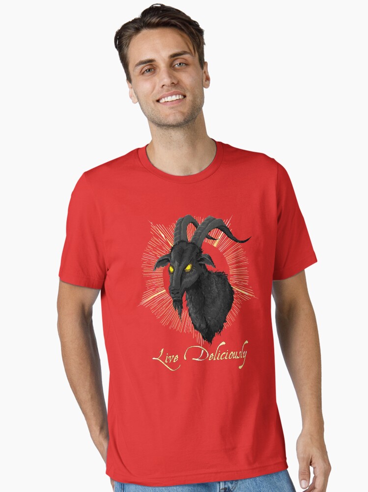 Thumbnail 1 of 7, Essential T-Shirt, Black Phillip - Live Deliciously (The Witch) designed and sold by forge22.