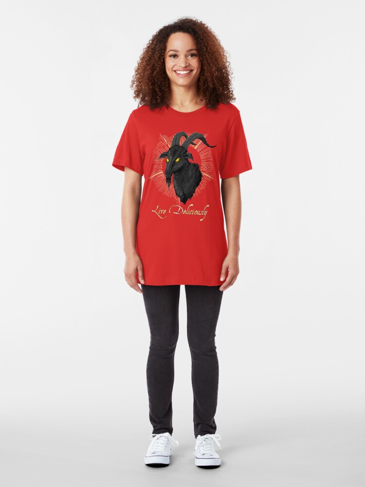 Alternate view of Black Phillip - Live Deliciously (The Witch) Slim Fit T-Shirt