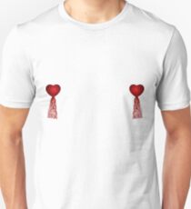 Red heart nipple tassels Unisex T-Shirt