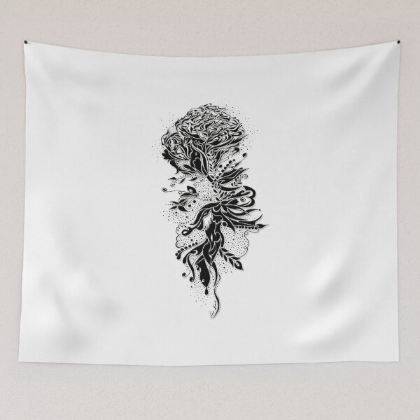 Item preview, Black ink flower white by mjvision Mia Niemi designed and sold by mjvisiondesign.