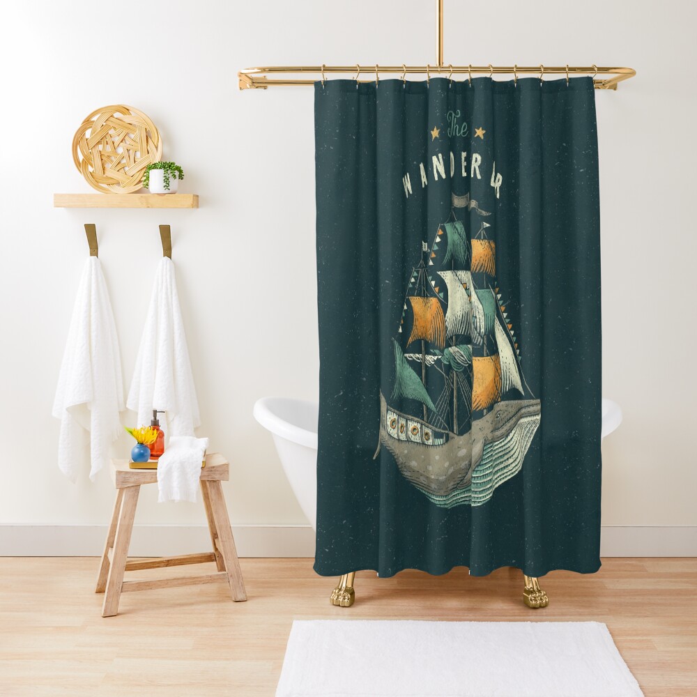Whale | Petrol Grey Shower Curtain