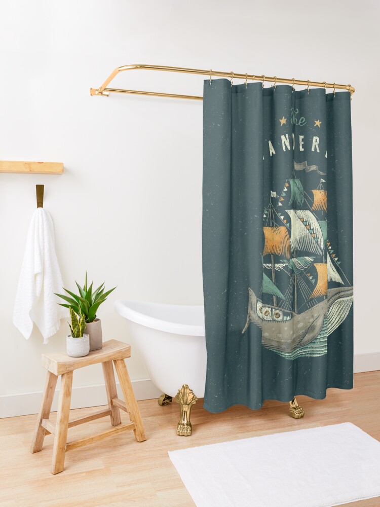 Alternate view of Whale | Petrol Grey Shower Curtain