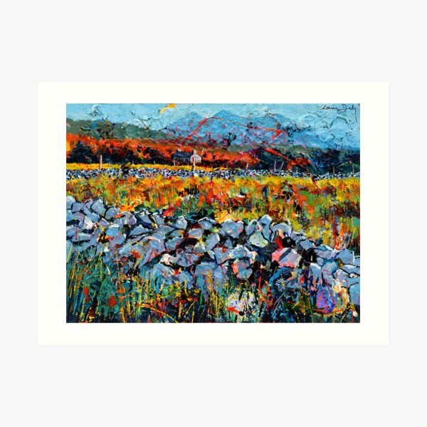 Stone Wall, Cottage Art Print