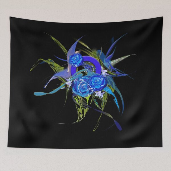 Item preview, Blue flower black by mjvision Mia Niemi designed and sold by mjvisiondesign.