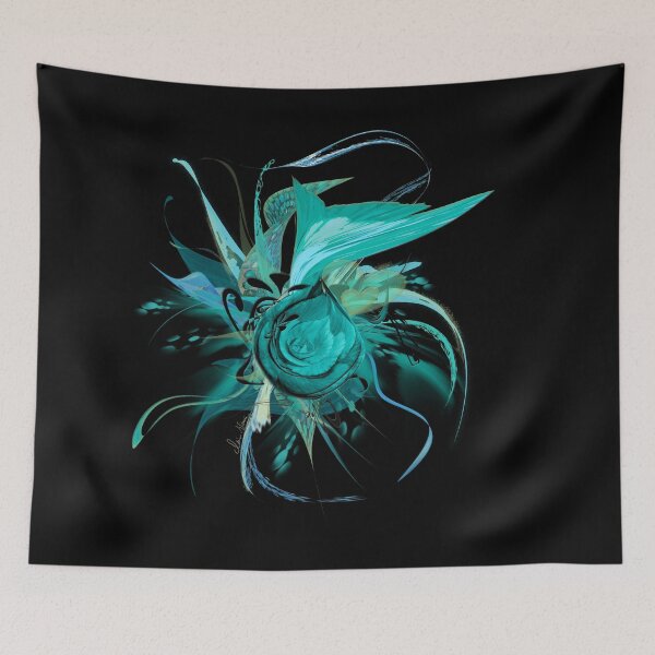 Item preview, Turquoise flower black by mjvision Mia Niemi designed and sold by mjvisiondesign.