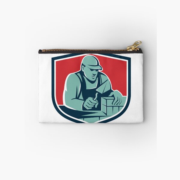 Item preview, Tiler Plasterer Mason Worker Brick Shield Retro designed and sold by patrimonio.