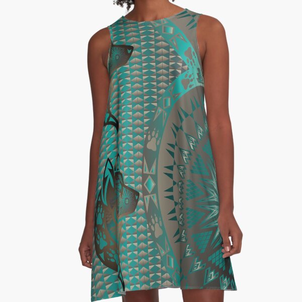 Wolf (Aqua) A-Line Dress