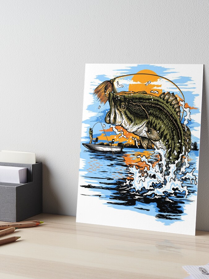 Bass Fishing 3D Poster Wall Art Decor Print | 12x16 inches | Large Mouth  Bass Jumping for Fishermans Lure Lenticular Posters & Pictures