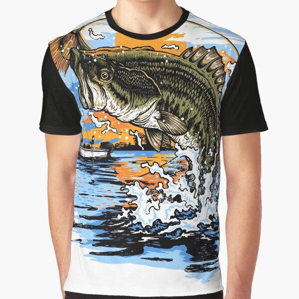 Large Mouth Bass Jumping In The Air Cool Fishing T-Shirt-CL – Colamaga