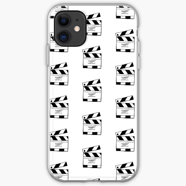 Black Sketch Drawing of Film Play Video. Graphic Design Vector Illustration iPhone Soft Case
