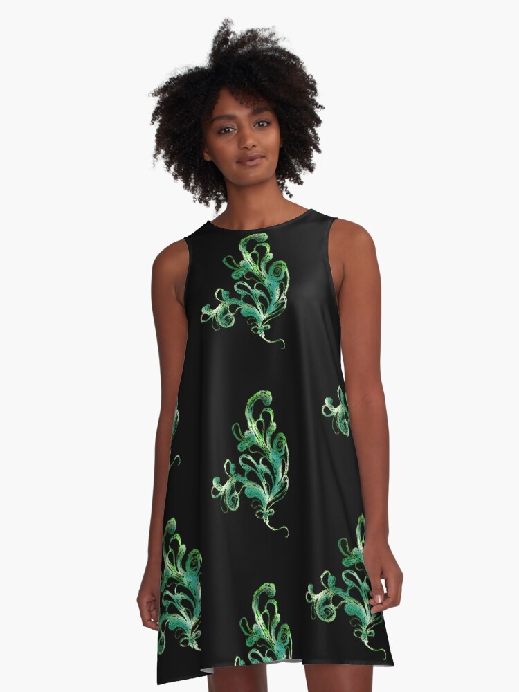 Thumbnail 1 of 4, A-Line Dress, Elegance - Moonlit Jade designed and sold by efgracearts.