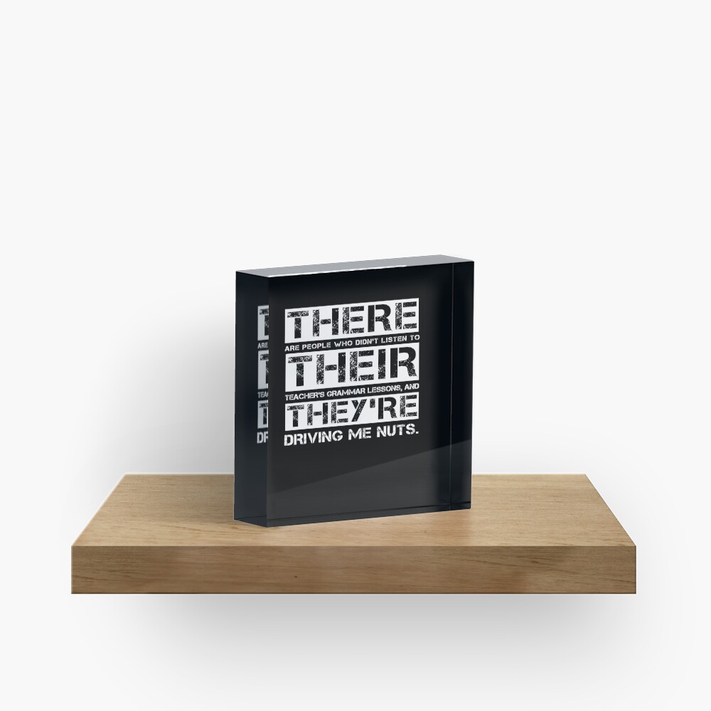 There Their They're Funny English Teacher Grammar Gift Acrylic Block