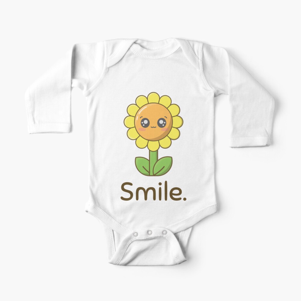 Smile Kawaii Sunflower Baby One Piece By Stimpyjcadogan Redbubble