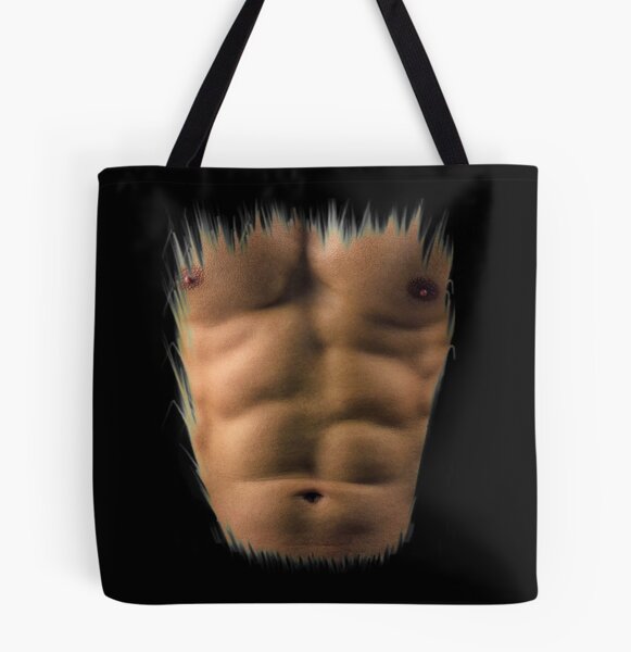 Mens Chest Six Pack Abs funny fake abs Muscles REA Tote Bag