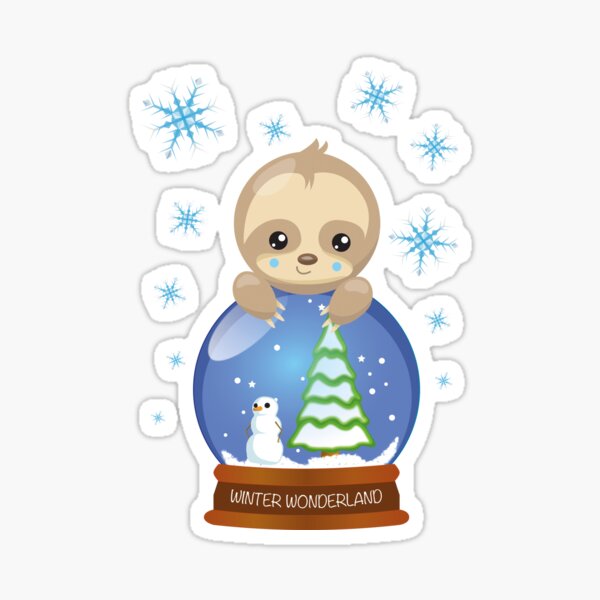 Sloth glass ball snowflakes Sticker