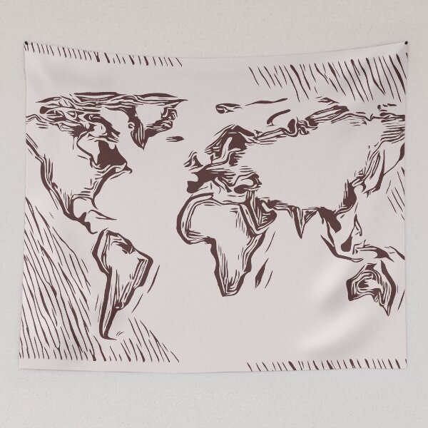 Item preview, World map [monochrome doodle edition 2] designed and sold by Escarpatte.