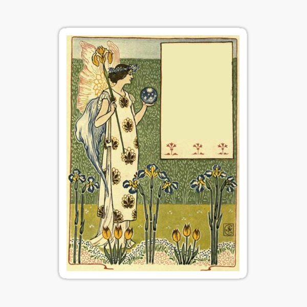 Vintage Arts and Crafts Illustration Painting Sticker