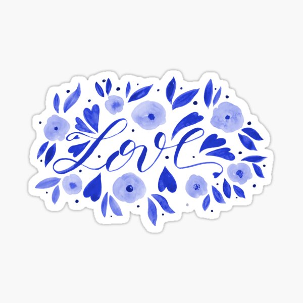 Item preview, Love and flowers - electric blue designed and sold by wackapacka.