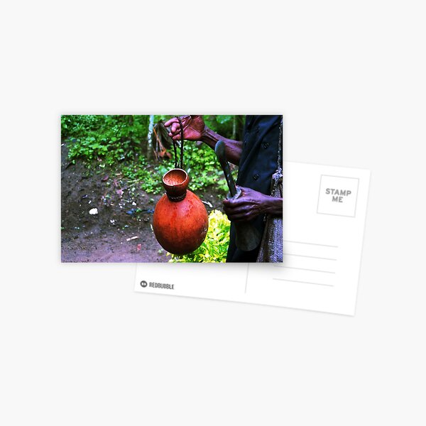 Working tools of a palm wine tapper -- H Postcard