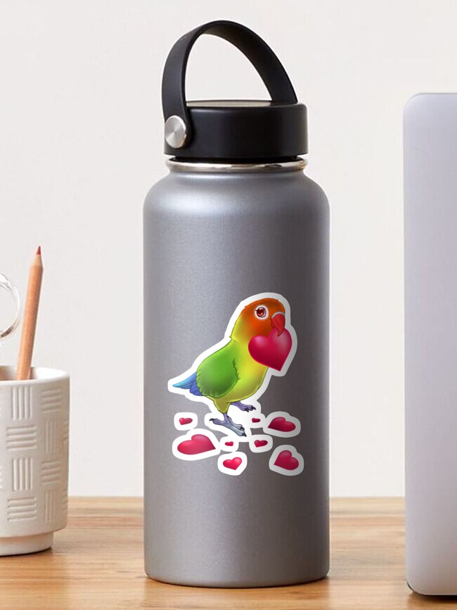 Thumbnail 1 of 3, Sticker, Lovebird with hearts designed and sold by Chiwowy.
