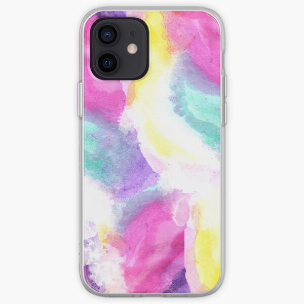 Coups de pinceau aquarelle pastel lumineux Girly Coque souple iPhone