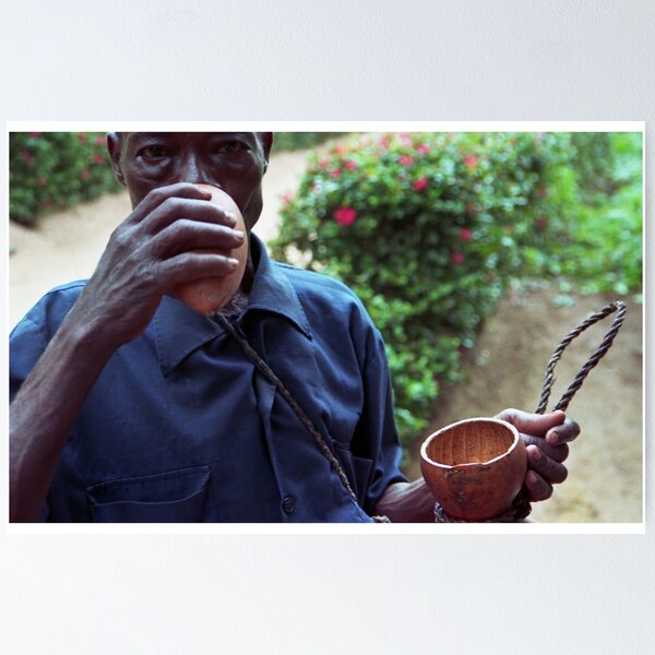 Drinking from palmwine gourd  --H Poster