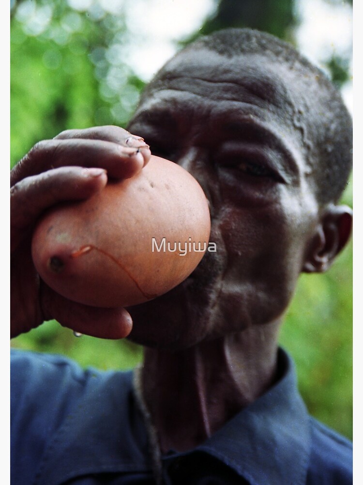 Thumbnail 3 of 3, Journal, Gulping down the palm-wine from the gourds designed and sold by Muyiwa.