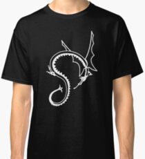 Curled Dragon - White on Black Classic T-Shirt
