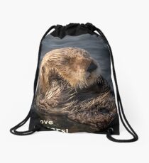 Sleepy Sea Otter! Drawstring Bag