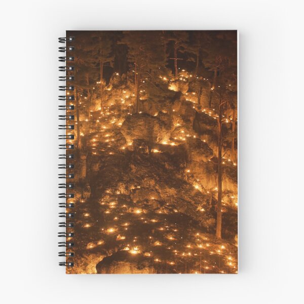 Item preview, Small fires in a rocky hill with trees during a light celebration in the Frankonian Alb, Southern Germany. designed and sold by Zosimus.