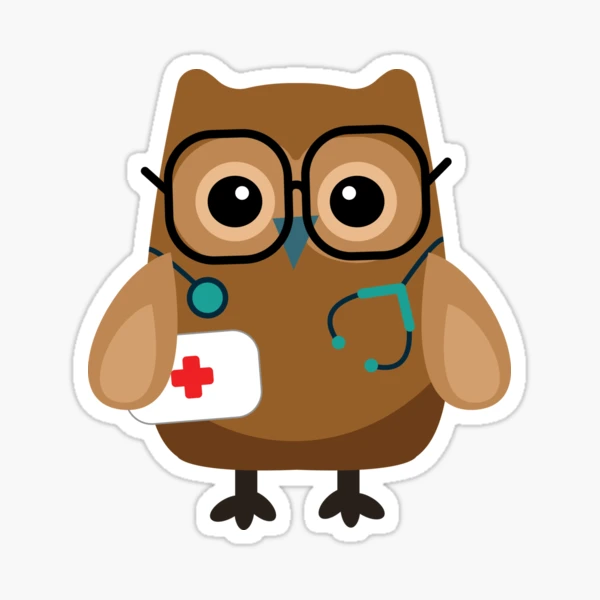 Cute Brown Owl Doctor/Nurse Sticker for Sale by DesignsByDB