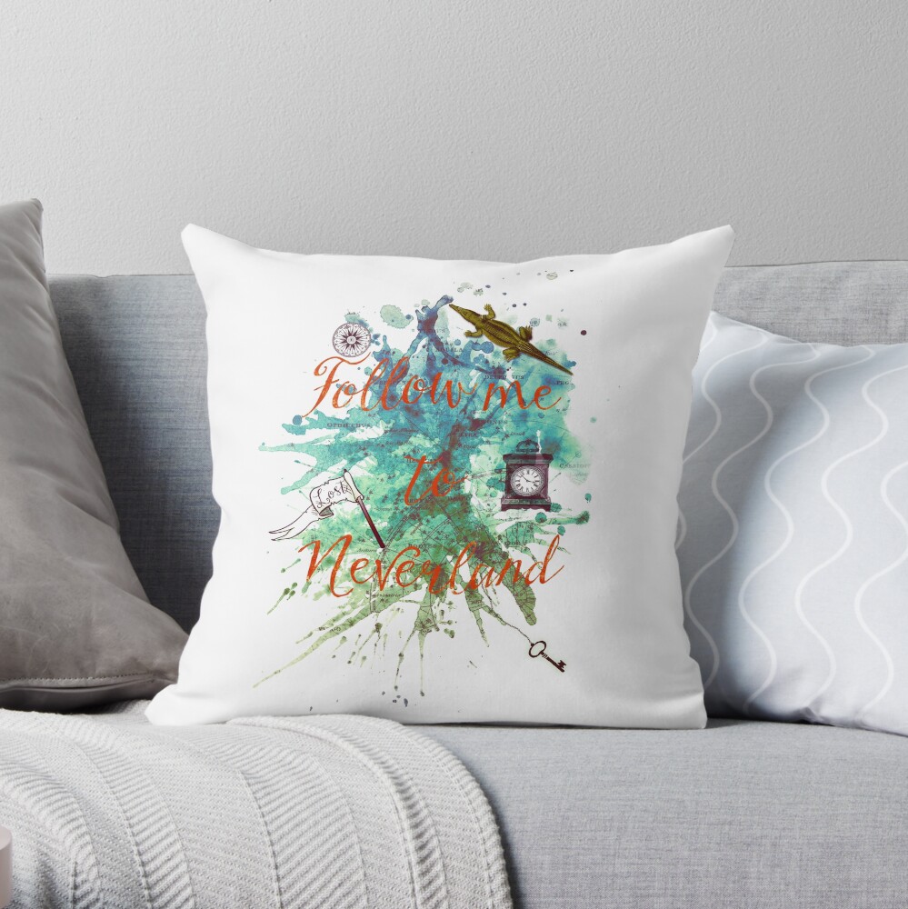 Follow me to Neverland Throw Pillow
