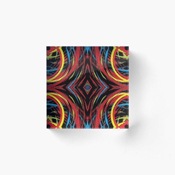 abstract, pattern, art, design, shape, decoration, illustration, bright, futuristic, textured, backgrounds, in a row, geometric shape, colors, multi colored, large, square Acrylic Block