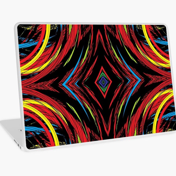 abstract, pattern, art, design, shape, decoration, illustration, bright, futuristic, textured, backgrounds, in a row, geometric shape, colors, multi colored, large, square Laptop Skin