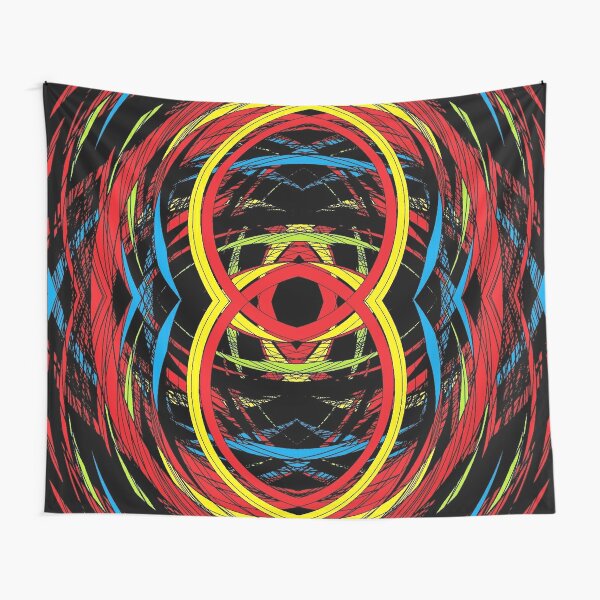 Circle, Psychedelic art, Pattern, abstract, design, pattern, illustration, art, shape, creativity, bright, textured, geometric shape, backgrounds, square, imagination Tapestry
