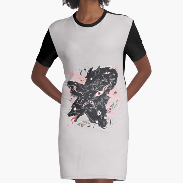 Wild Wolves With Many Eyes Graphic T-Shirt Dress