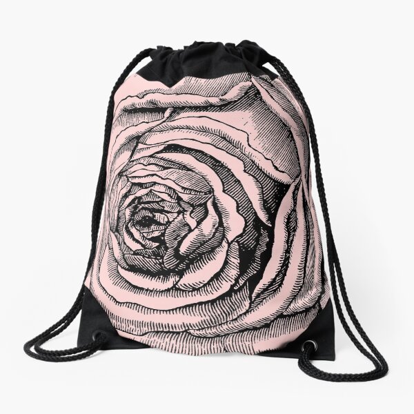 Aperçu de l'œuvre Black Botanical Rose sur Blush Rose bébé créée et vendue par 26-Characters.