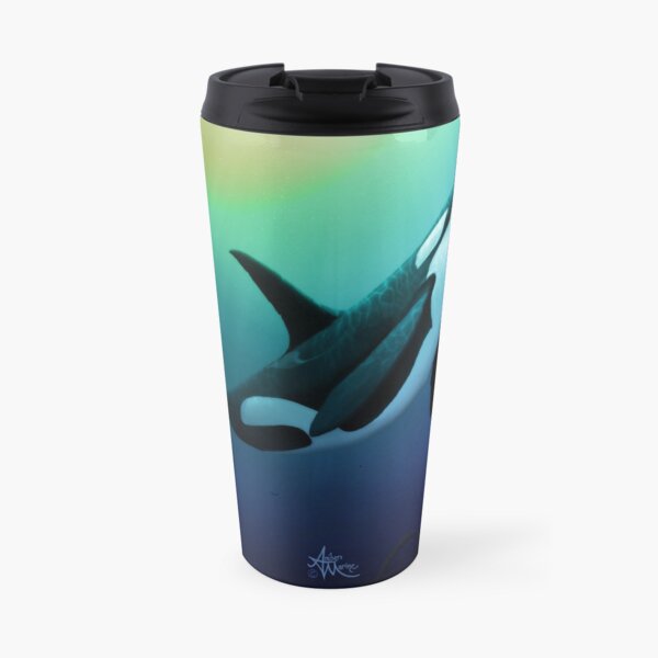 "The Dreamer Ascends" by artist Amber Marine ~ (Copyright 2015) ~ Orca Art / Killer Whale Digital Painting Travel Mug