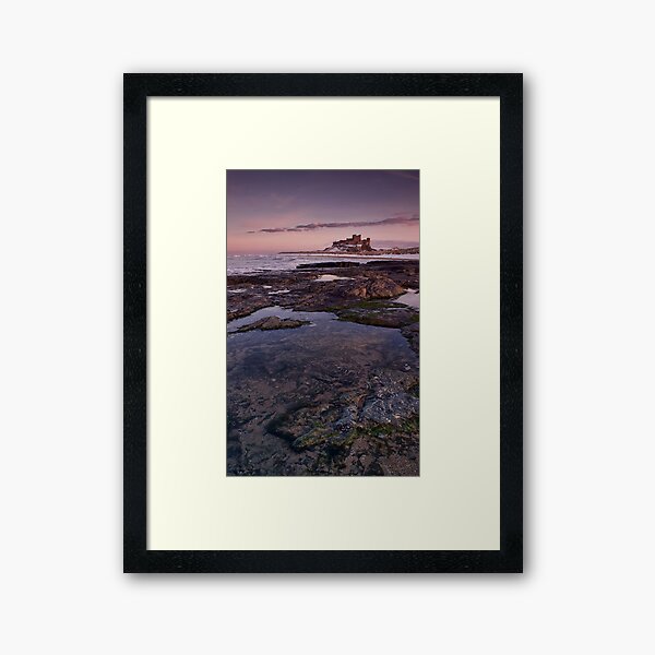 Bamburgh Castle Sunset and Rock Pool Framed Art Print