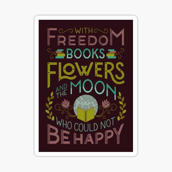 Flowers and the Moon Sticker